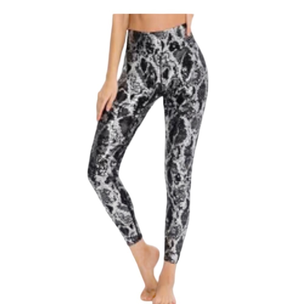 Sweat & Milk Printed Postpartum Legging High Rise Silver Snake Stretch Womens S